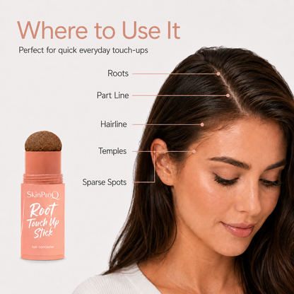 SkinProQ® Root Touch Up Stick – Instantly Cover Gray Roots, Hairline Gaps & Visible Scalp– Fuller-Looking Hair Anytime