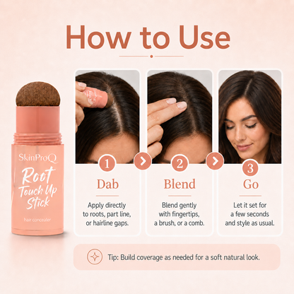 SkinProQ® Root Touch Up Stick – Instantly Cover Gray Roots, Hairline Gaps & Visible Scalp– Fuller-Looking Hair Anytime