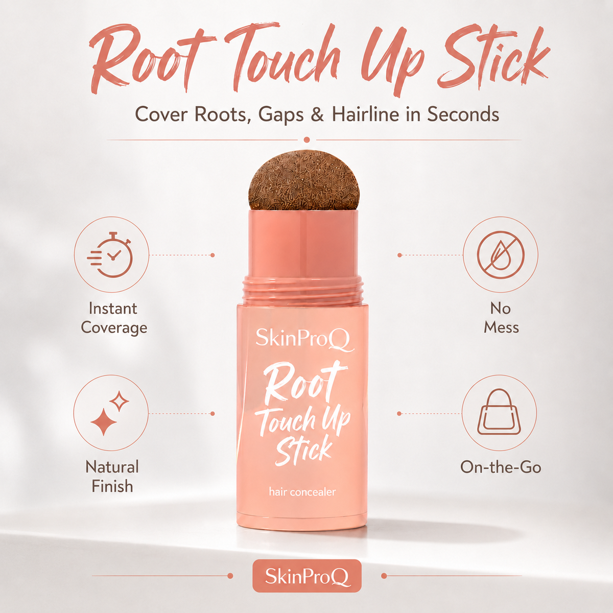 SkinProQ® Root Touch Up Stick – Instantly Cover Gray Roots, Hairline Gaps & Visible Scalp– Fuller-Looking Hair Anytime